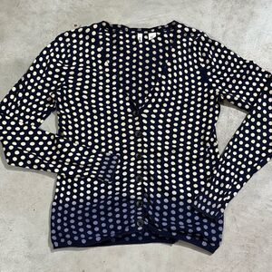 Anthro Moth Polka Dot Ombre Blue Cardigan Sweater Womens Size Small